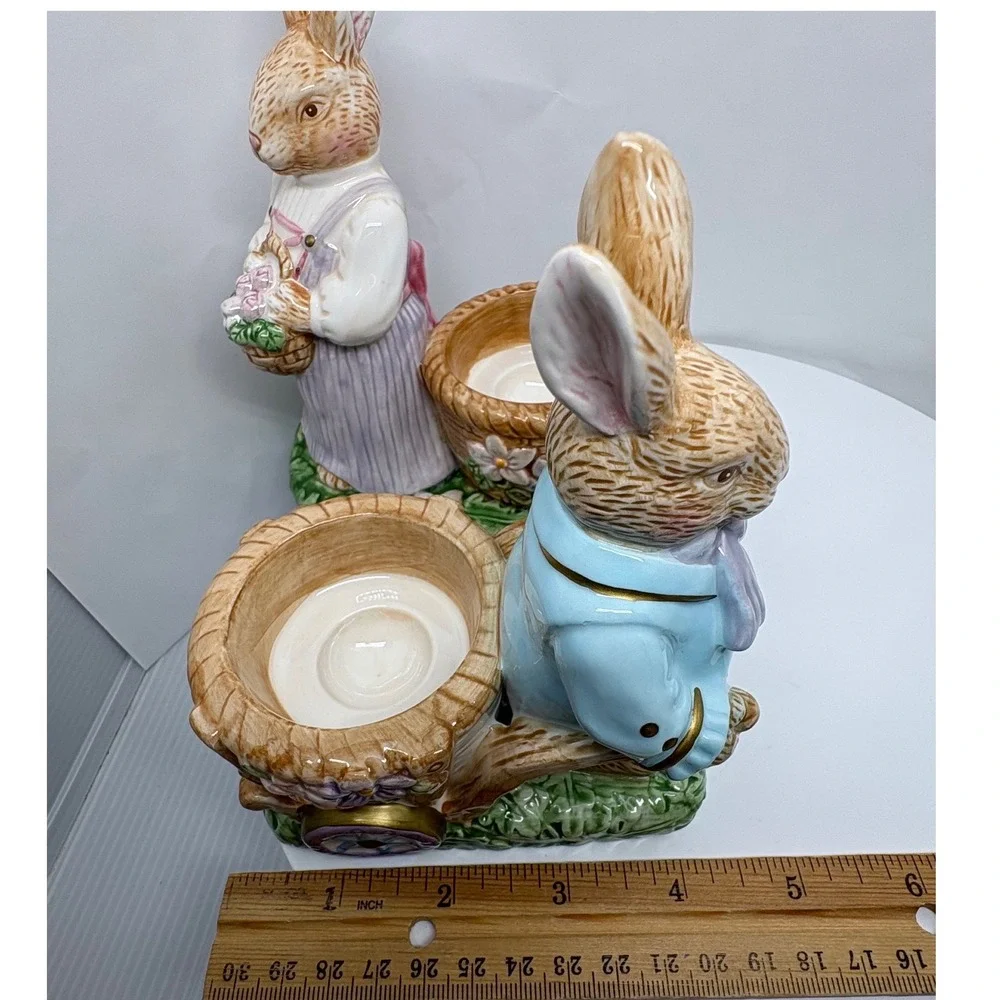Avon Springtime Collection Ceramic Bunny Rabbit Candle Holder Figurines Easter